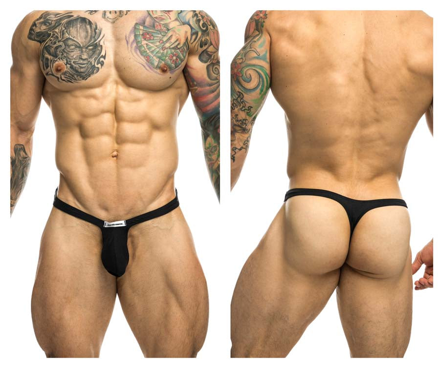 JUSTIN+SIMON XSJBU02 Silky Sexy Bulge Black Thongs SALE