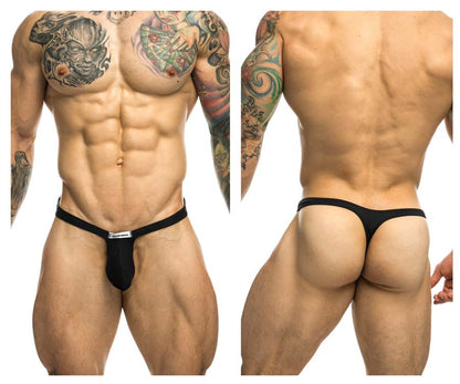 JUSTIN+SIMON XSJBU02 Silky Sexy Bulge Black Thongs SALE